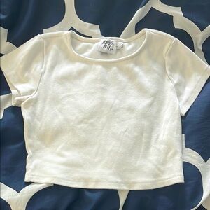 Princess Polly white ribbed tee shirt.
